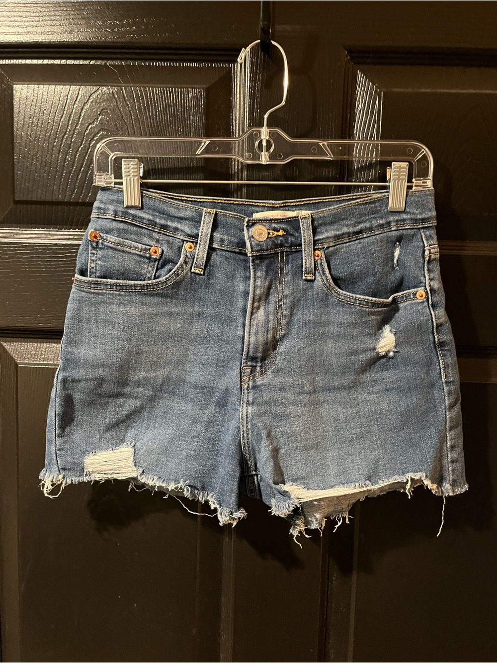 Levi’s Distressed Finish High Rise Denim Shorts
